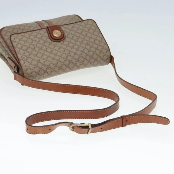 CELINE Macadam Canvas Shoulder Bag PVC Leather Beige Auth - Picture 8 of 16